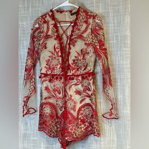 GOLD RED INDIAN STYLE ROMPER